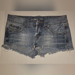 Refuge Denim jean shorts cutoff  fringe with stretch